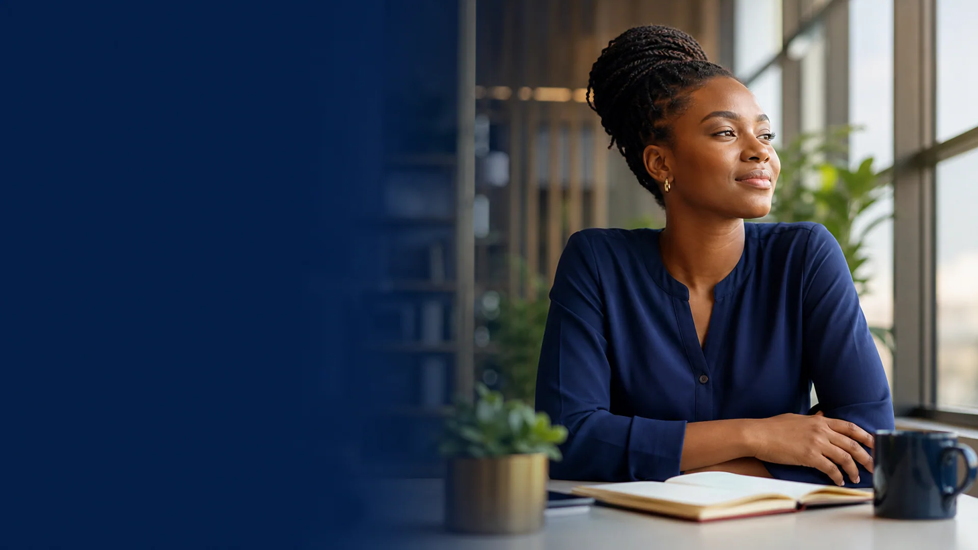 A learner preparing for professional growth at a modern workplace